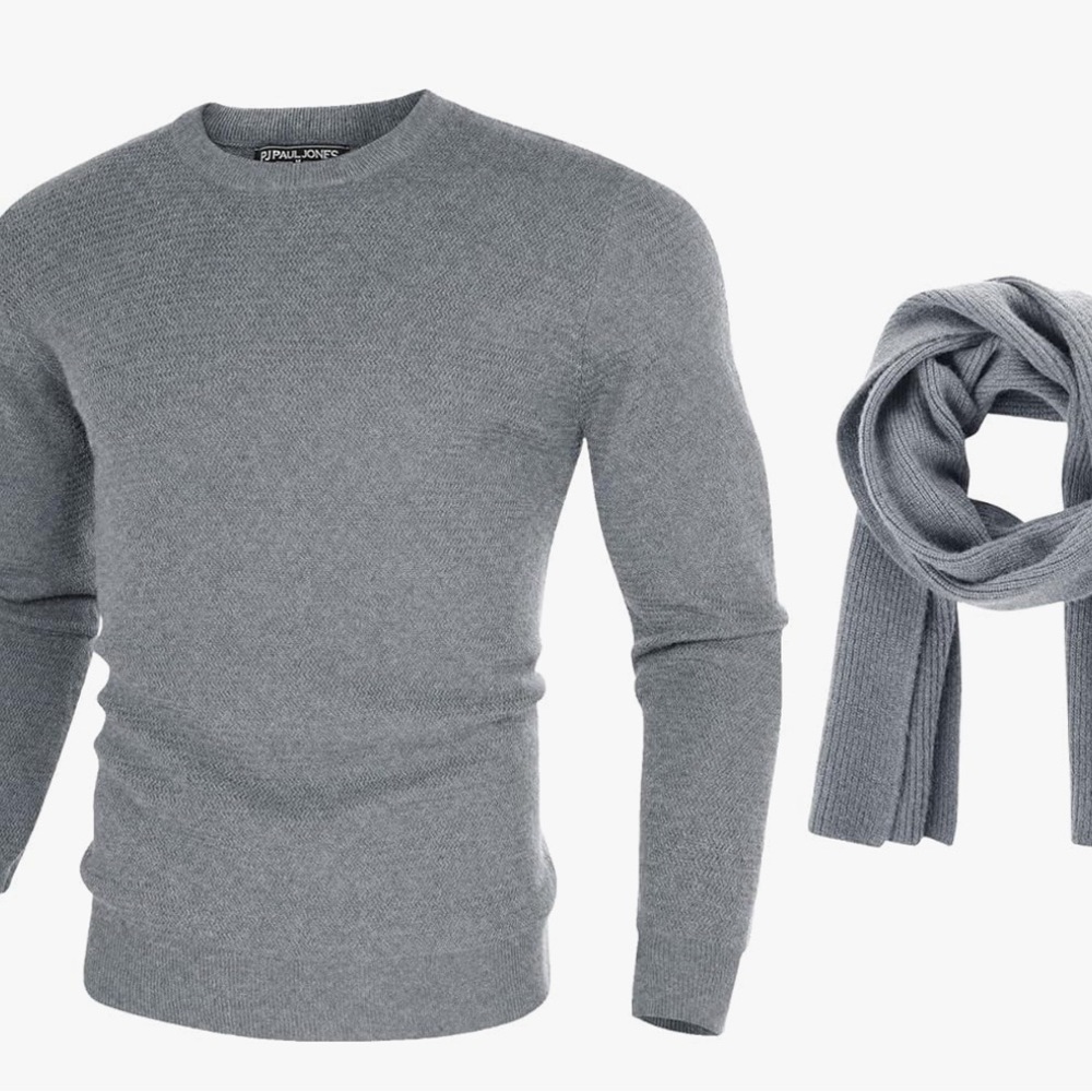 PJ Paul Jones Knit Sweater Crewneck Pullover Gray M
